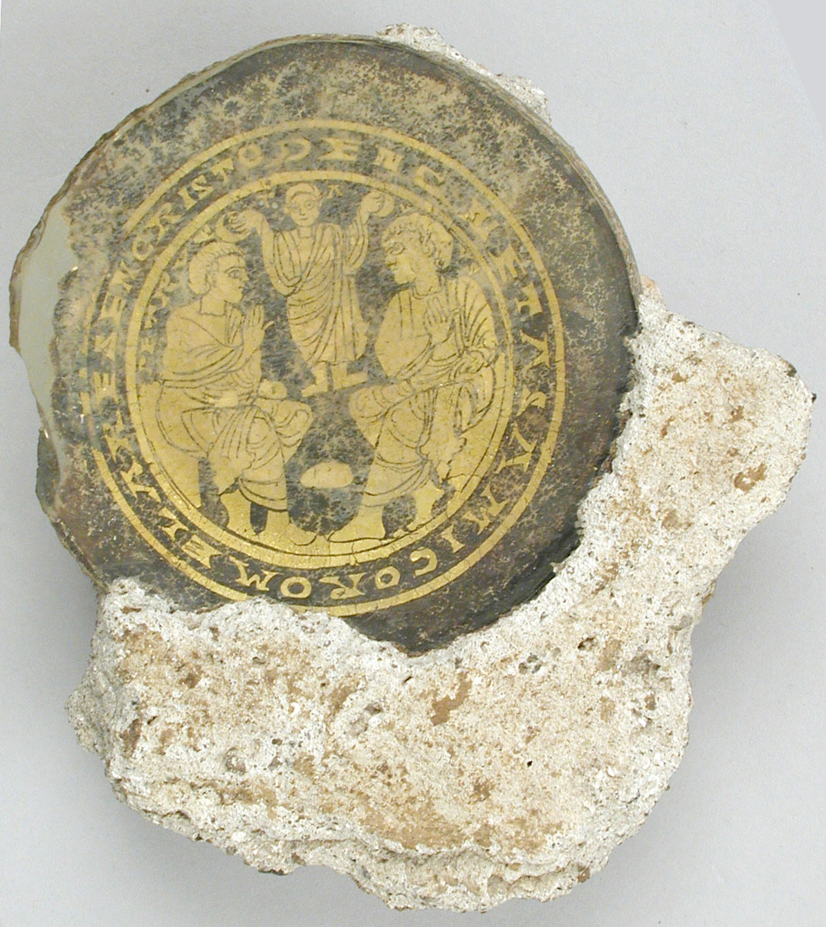 Bowl Base with Christ Giving Martyrs' Crowns to Saints Peter and Paul